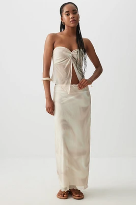 Ardene Mesh Maxi Skirt in Beige | Size | Polyester/Spandex