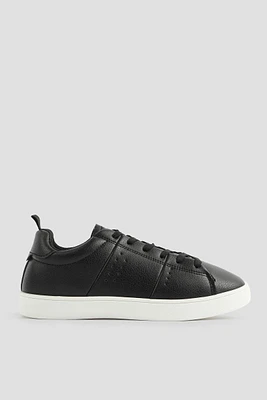 Ardene Lace Up Tennis Sneakers in Black | Size | Faux Leather