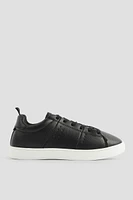 Ardene Lace Up Tennis Sneakers in Black | Size 8 | Faux Leather