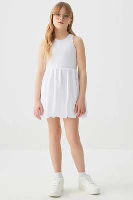 Ardene Kids Poplin Bubble Dress in White | Size | Polyester/Cotton/Elastane