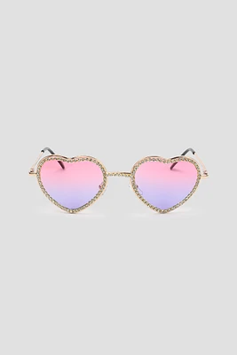Ardene Embellished Heart Shaped Sunglasses in Lilac