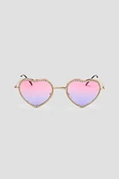 Ardene Embellished Heart Shaped Sunglasses in Lilac
