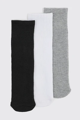 Ardene 3-Pack Athletic Demi Crew Socks in Grey | Polyester/Elastane