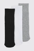 Ardene 3-Pack Athletic Demi Crew Socks in Grey | Polyester/Elastane