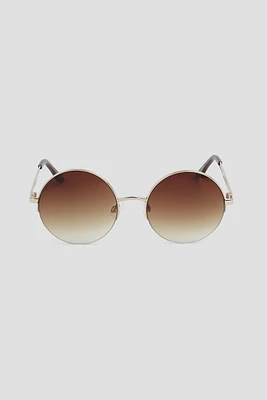 Ardene Metal Round Sunglasses in Gold