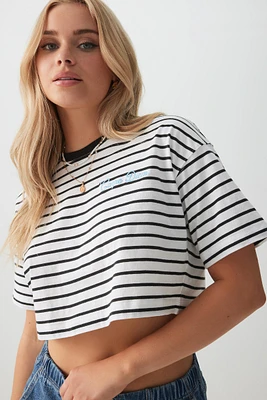 Ardene Striped Crop Boxy T-Shirt in | Size | 100% Cotton