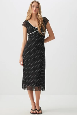 Ardene Printed Contrast Trim Midi Dress in | Size | Polyester/Spandex