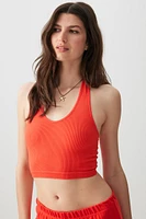 Ardene Basic Ultra Crop Seamless Halter Tank in | Size Small | Nylon/Elastane | Eco-Conscious