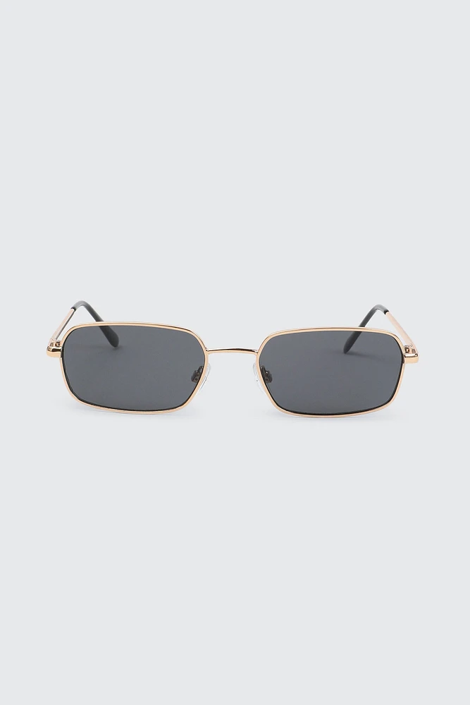 Ardene Slim Rectangular Sunglasses in Gold