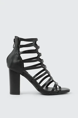 Ardene High Heel Cage Sandals in | Size | Faux Leather | Eco-Conscious