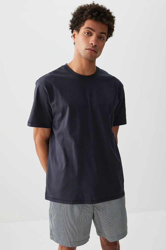Ardene Man Solid Short Sleeve T-Shirt For Men in Dark | Size | 100% Cotton