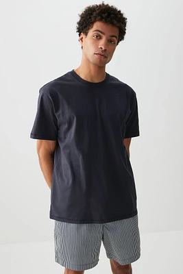 Ardene Man Solid Short Sleeve T-Shirt For Men in Dark | Size | 100% Cotton