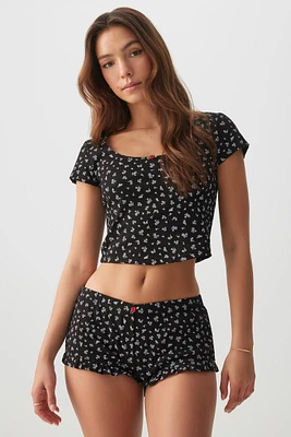 Ardene T-shirt & Short Pointelle PJ Set in | Size | Polyester/Cotton | Eco-Conscious