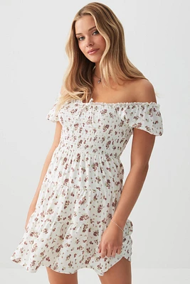 Ardene Smocked Tiered Midi Dress | Size Large | Rayon