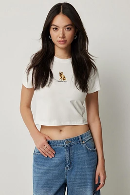Ardene Baby T-Shirt with Print in White | Size XS | Cotton/Elastane