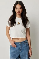 Ardene Baby T-Shirt with Print in White | Size XS | Cotton/Elastane