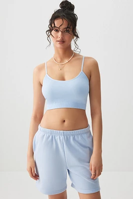 Ardene Bermuda Sweatshorts in Light Blue | Size | Polyester/Cotton | Fleece-Lined