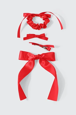 Ardene Kids 4-Pack Hair Bows in Red