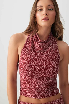 Ardene Super Soft Halter Tank Top in Burgundy | Size | Polyester/Spandex