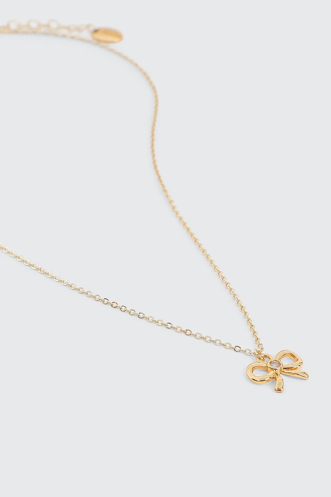 Ardene 14K Gold Plated Bow Necklace