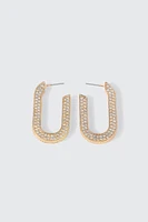 Ardene Embellished Rectangular Hoop Earrings in Gold | Stainless Steel