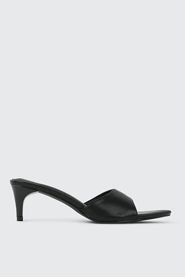 Ardene High Heel Mule Sandals in Black | Size | Faux Leather | Eco-Conscious