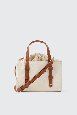 Ardene Drawstring Tote Bag in Beige | Polyester | Eco-Conscious