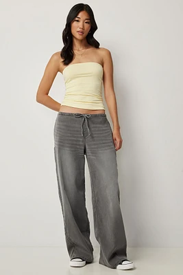 Ardene Mid Rise Wide Leg Knit Jeans in | Size | Polyester/Spandex/Cotton