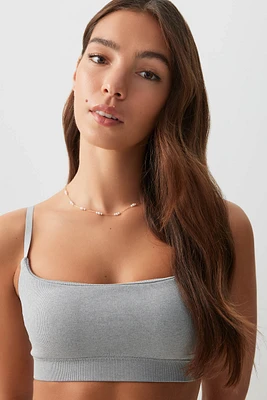 Ardene Rib Seamless Bralette in Grey | Size Small | Nylon/Elastane