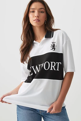 Ardene Oversized Mesh Sports Polo in White | Size | Polyester