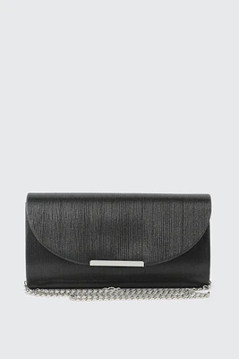 Ardene Shiny Envelope Clutch in Black | Polyester