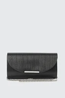 Ardene Shiny Envelope Clutch in Black | Polyester