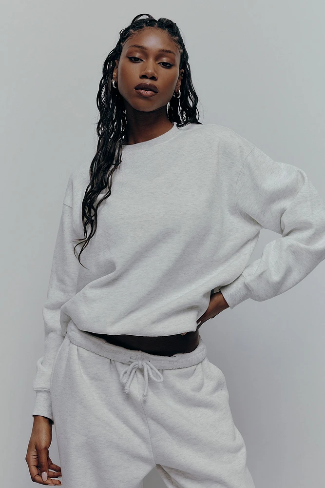Ardene MADESOFT Fleece Crew Neck Sweatshirt in Fog Grey | Size Small | Polyester/Cotton | Eco-Conscious