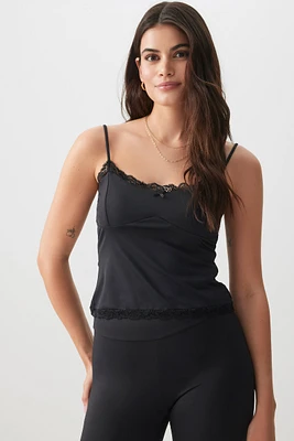 Ardene Contour Lace Trim Tank Top in | Size | Elastane/Polyamide