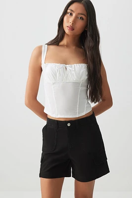 Ardene Mid Rise Cargo Shorts in Black | Size | Spandex/Cotton