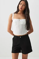 Ardene Mid Rise Cargo Shorts in Black | Size | Spandex/Cotton