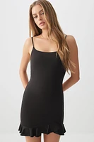 Ardene Mini Bodycon Tank Dress with Ruffled Hem in | Size | Elastane/Polyamide