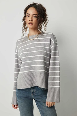 Ardene Short Boxy Sweater in Grey | Size Small | Polyester/Nylon/Viscose