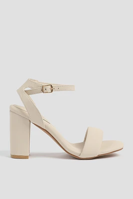 Ardene Faux Suede Bloc Heel Sandals in Beige | Size 9 | Eco-Conscious