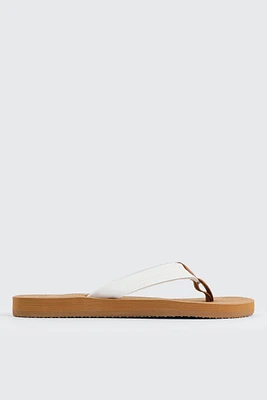 Ardene Flip-Flops with Embossed Sole Sandals in White | Size