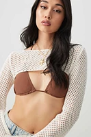 Ardene Open Stitch Shrug Sweater in Beige | Size Small | 100% Cotton