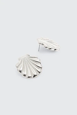 Ardene Seashell Earrings in Silver | Stainless Steel