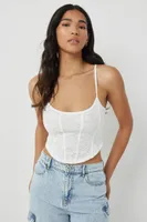 Ardene Lace Bustier Tank in White | Size Large | Polyester/Elastane