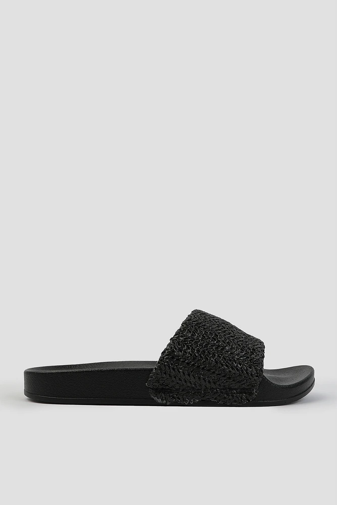 Ardene Braided Slides in Black | Size 9