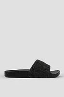 Ardene Braided Slides in Black | Size 9