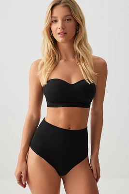 Ardene TRUNUDE Seamless High Waisted Thong in Black | Size | Nylon/Elastane