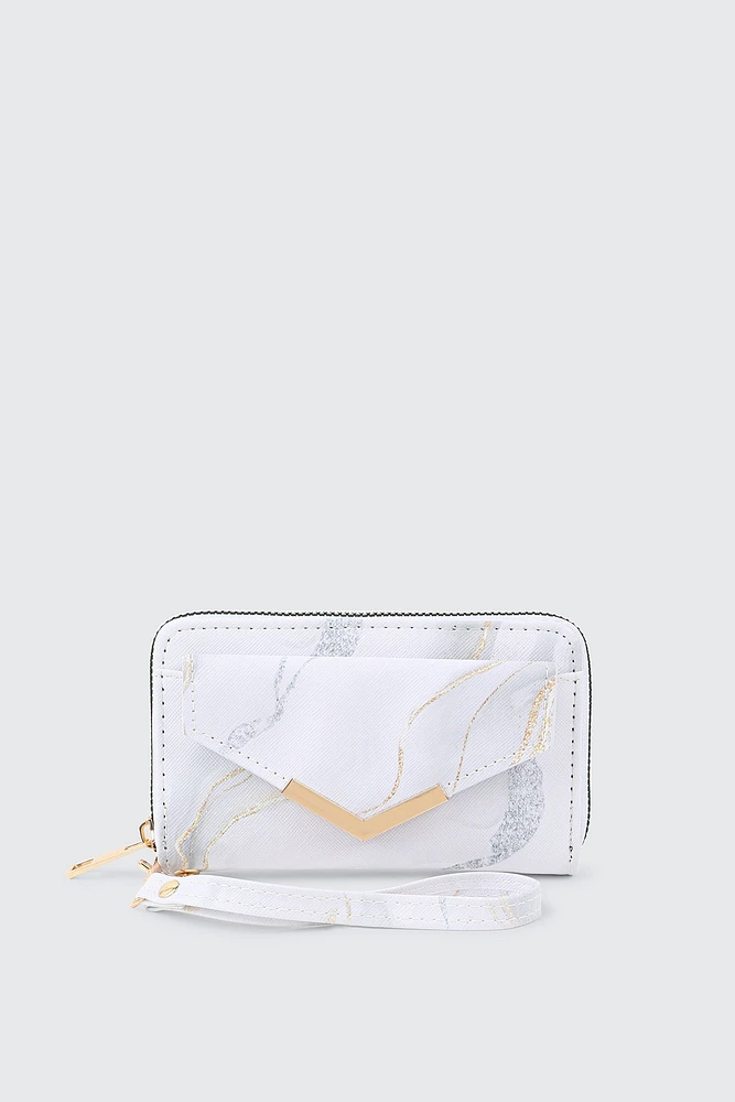 Ardene Small Envelope Wallet in White | 100% Recycled Polyester/Faux Leather | Eco-Conscious