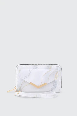 Ardene Small Envelope Wallet in White | 100% Recycled Polyester/Faux Leather | Eco-Conscious