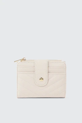 Ardene Chevron Stitched Wallet in Beige | 100% Recycled Polyester/Faux Leather | Eco-Conscious