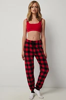 Ardene Festive Print Plush PJ Joggers in Red | Size XS | 100% Recycled Polyester | Eco-Conscious